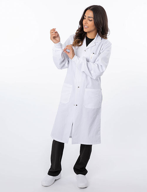 4533WH Unisex Lab Coat Poly Cotton with Cuff & Snap Buttons